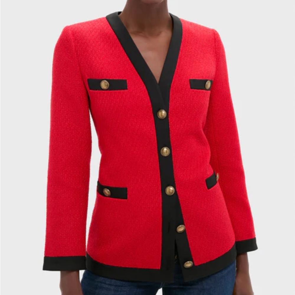 Tuckernuck Red Blazer with Black Trim and Gold Buttons